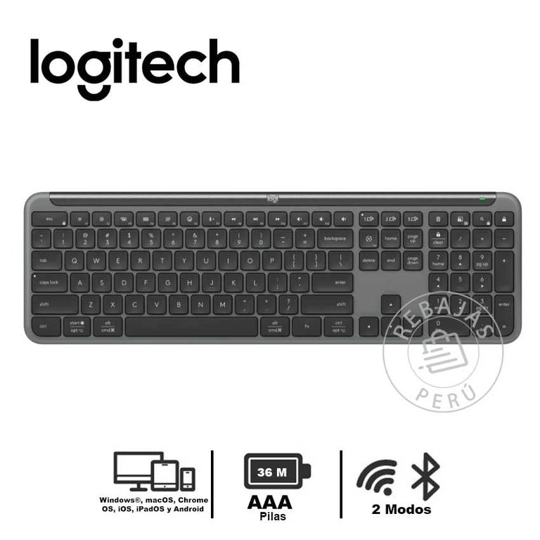 Teclado Inalámbrico Slim K950 Bluetooth USB Logi Bolt Negro