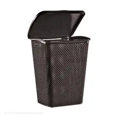 POLINPLAST - Cesto Mimbre Ratán Resistente con Tapa para Ropa