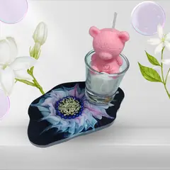 GENERICO - Set de Decoración Vela Artesanal y Bandeja de Resina