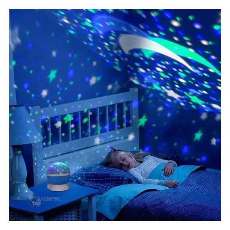 Lámpara Led Proyector De Estrella y Luna Giratorio para Niño