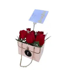 FLORISTERI - Box Deluxe Rosado con 6 Rosas Premium Naturales