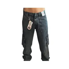 GENERICO - Pantalon jean cargo AZULADO
