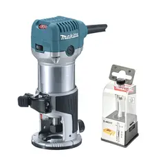MAKITA - RUTEADORA ¼ 710W RT0700C + FRESA RECTA ¼ x ½ RODAJE D-49317
