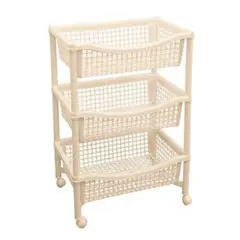 REY PLAST - Despensor Gigante De Luxe 3 niveles con ruedas Almendra