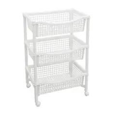 REY PLAST - Despensor Gigante de Luxe 3 Niveles con Ruedas Blanco