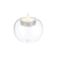 INSPIRA - Candelabro Redondo de Vidrio con Hueco para Velas