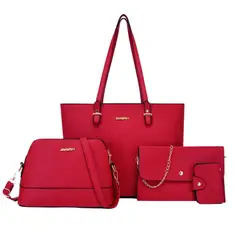 GENERICO - Set 4 en 1: Bolso, Cartera, Sobre y Tarjetero de Cuero Vegano WSTB-011