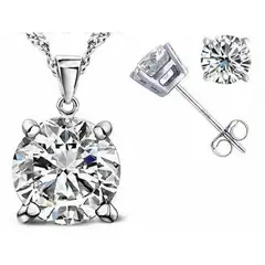 GENIEKA - Set de Joyas Shiny Crystal Squar Collar +Aretes San Valentín