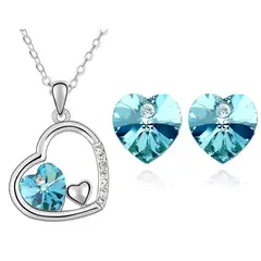 GENIEKA - Juego de Collar +Aretes Turquoise Heart Bisuteria San Valentín