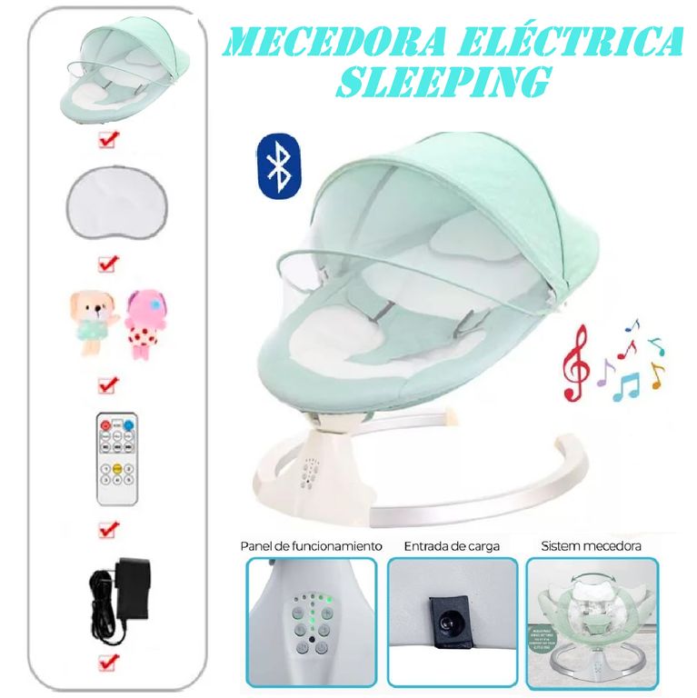 Silla Mecedora Electrica Musical Sleeping -Verde