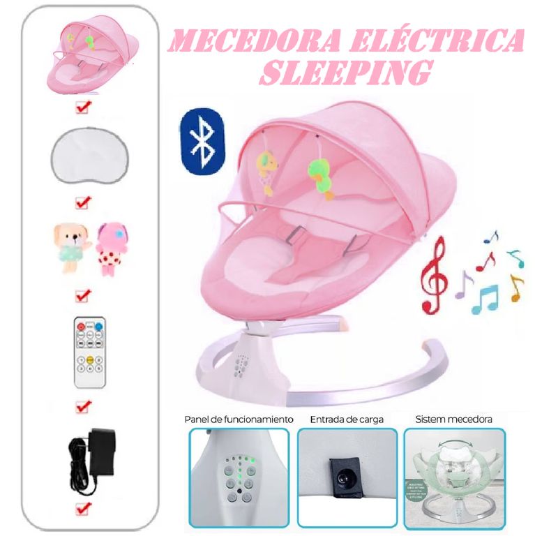 Silla Mecedora Electrica Musical Sleeping -Rosa