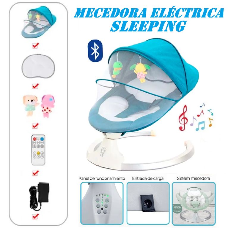 Silla Mecedora Electrica Musical Sleeping -Azul