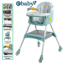 EBABY - Silla de Comer para bebe Plegable Doble bandeja+ Rueda LULU