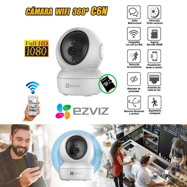 Cámara Seguridad IP Robótica C6N 1080p Wifi Visión Nocturna 360°