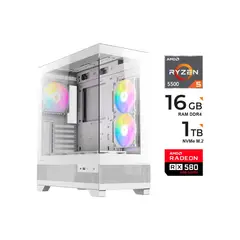 PC Gamer Ryzen 5 5500, B550M, RX 580, 16GB RAM, SSD 1TB