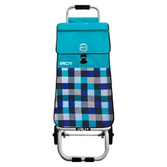 ROY - Carrito Candy Estructura Fija Bolso Cuadrillé Colorido Celeste