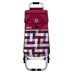 ROY - Carrito Candy Estructura Fija Bolso Cuadrillé Colorido Vino