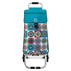 ROY - Carrito Jumbo Estructura Plegable Bolso Mándalas Celeste