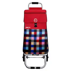 ROY - Carrito Candy Estructura Fija Bolso Cuadrillé Colorido Rojo