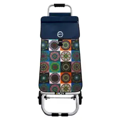 ROY - Carrito Jumbo Estructura Plegable Bolso Mándalas Azul Oscuro