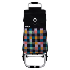 ROY - Carrito Candy Estructura Fija Bolso Cuadrillé Colorido Negro