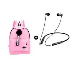 LENOVO - Audífono HE05 BT + Mochila de Lona Multiuso Basic Rosado