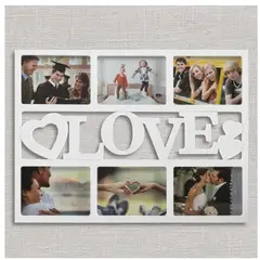 GENERICO - Portafotos cuadro love para 6 fotos - blanco