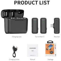 GENERICO - MICROFONO DUAL SOLAPERO J13TC TIPO C INALAMBRICO