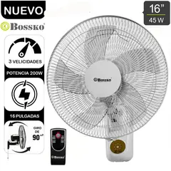 BOSSKO - Ventilador de Pared Con Control Remoto BK-8450PD