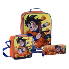 SCOOL - SET KOMBAT MOCHILA + LONCHERA + CARTUCHERA 3D DRAGON BALL A
