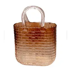 GENERICO - Florero de vidrio color marron modelo cartera