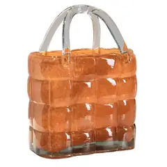 GENERICO - Florero de vidrio color marrón claro modelo cartera