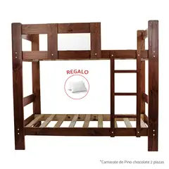 GENERICO - Camarote de Pino Laqueado Color Chocolate 2 Plazas