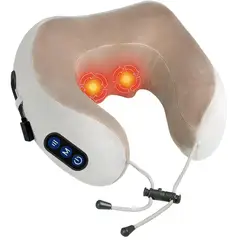 GENERICO - Almohada De Masaje Cervical Cuello Portátil Recargable Color Marrón
