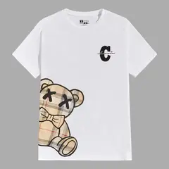 YANSUS - Polo Hombre Negro Blanco Estampado Oso C