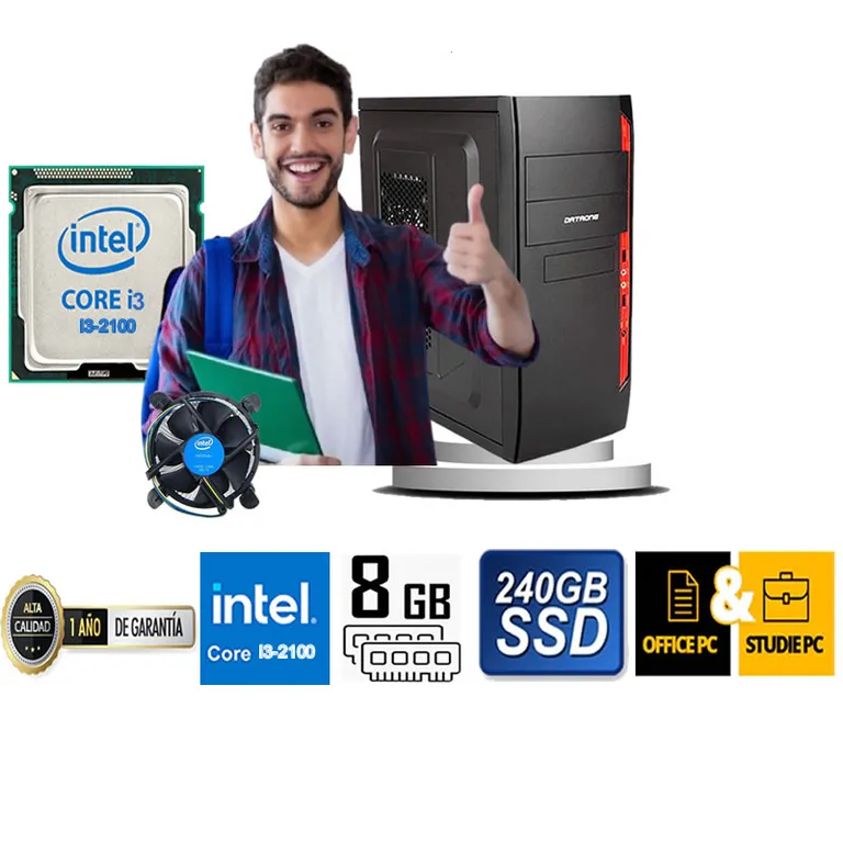 COMPUTADORA DE ESCRITORIO CORE I3 2100 8GB RAM 240 GB SSD