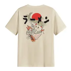 YANSUS - Polo Hombre Negro Gato Ramen