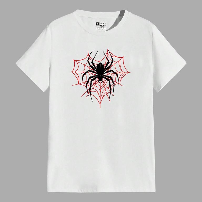Polo Hombre Negro Estampado Araña