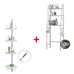 GENERICO - Pack de Estante de Baño + Esquinero de Ducha