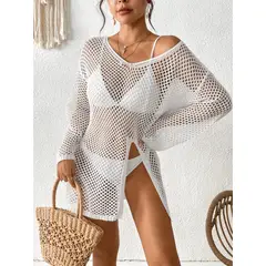 KAST PE - Salida de Playa Savage Tejido Blanco con abertura - Talla M
