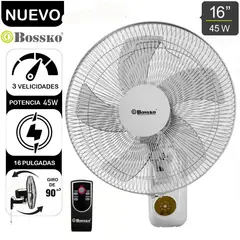 BOSSKO - Ventilador de Pared Con Control Remoto BK-8450PD
