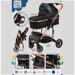 GENERICO - Coche Moisés Plegable con Ruedas 360° Azul