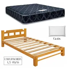 GENERICO - Cama Ranchera Capirona + Colchón Consul Resorte 1,5 Plaza