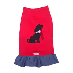 PRETTY CAN - Vestido de algodón para perros - Rojo y Coral -Talla 4