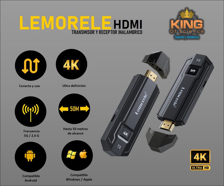 TRANSMISOR Y RECEPTOR INALAMBRICO HDMI 4K