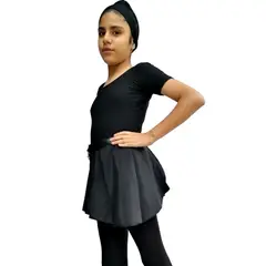 NACIONAL - Ballet Conjunto Manga Corta Falda Envolvente - Negro