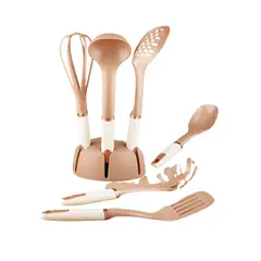 VIP AHMET - Set de utensilios de cocina con soporte cobre 6 piezas