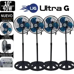 UG ULTRA G - PACK DE 4 Ventilador Pedestal de 10 Negro 40W ULTRA G