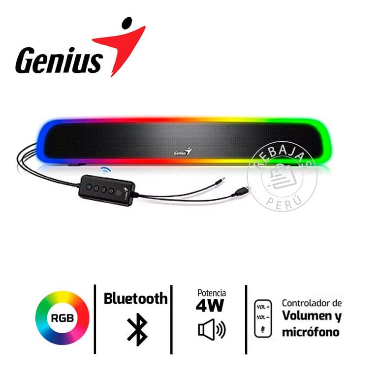 Genius SoundBar 200BT Parlante Bluetooth 4W con Luces RGB