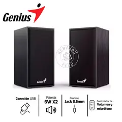 GENIUS GX - Genius SP-HF180 Parlante Estéreo de 6W con Alimentación USB Negro
